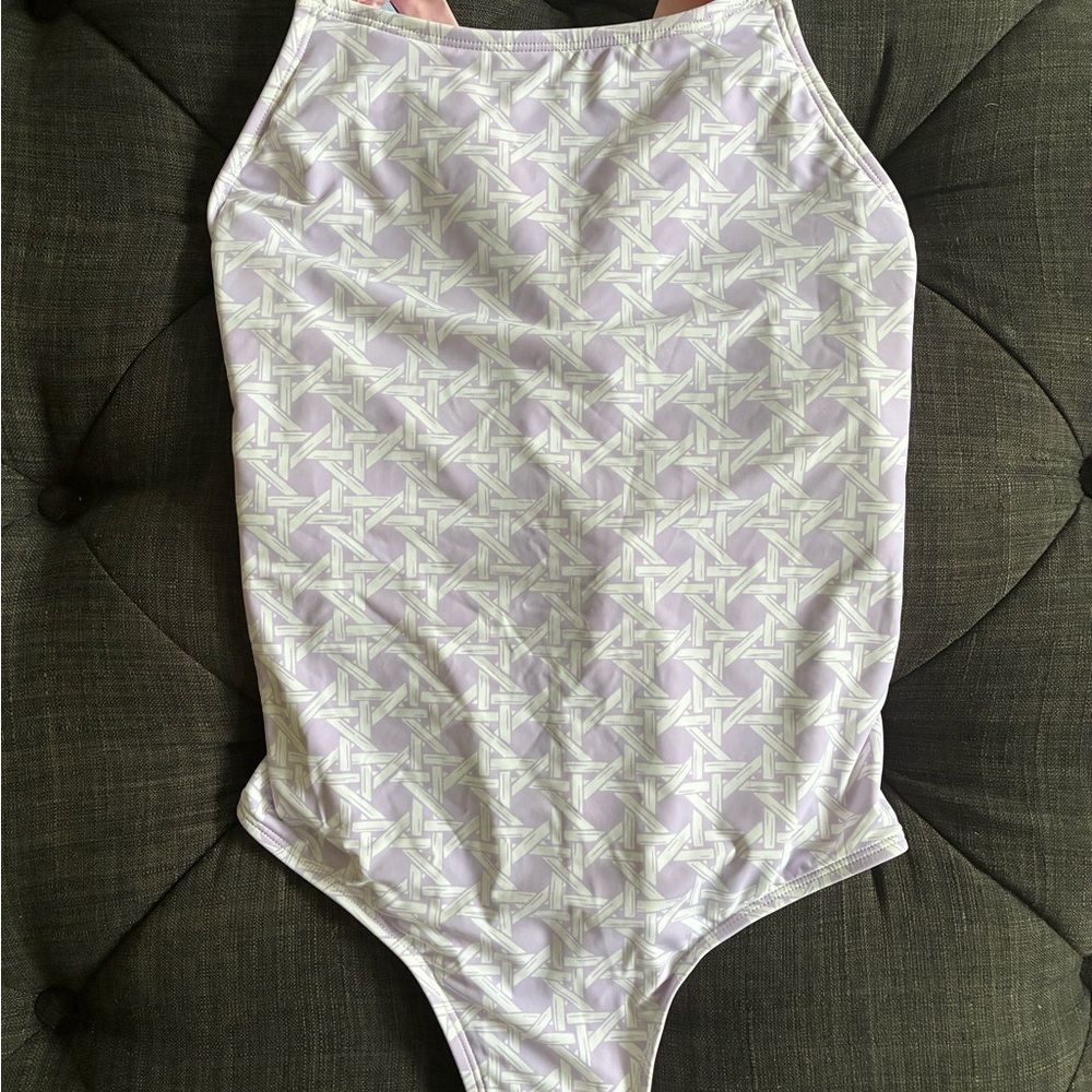 EUC Beaufort Bonnet Company Lavender Ocean Club Cane Girls Size 12 Swimsuit